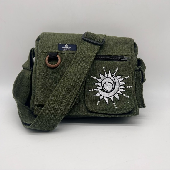 Lukla Green Messenger Bag with Sun Moon Embroidery - Picture 12 of 12